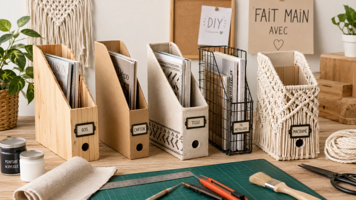 Fabriquer un porte-revues en bois, carton, tissu ou macramé